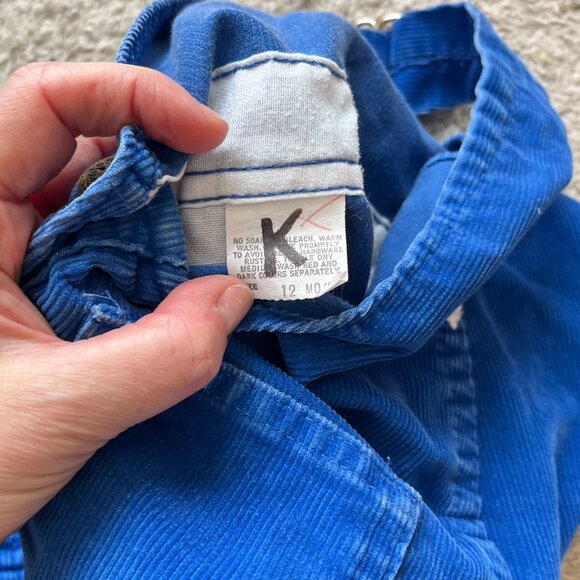 Vintage 80s Osh Kosh b’Gosh Blue Vestbak Corduroy Snap Overalls 12 mos - Picture 3 of 3